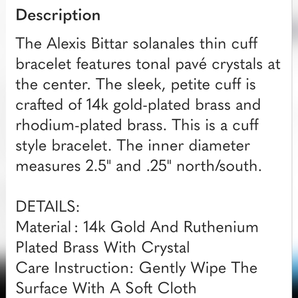 NWOT Alexis BittarCrystal Encrusted Solanles Cuff Bracelet - Picture 9 of 12